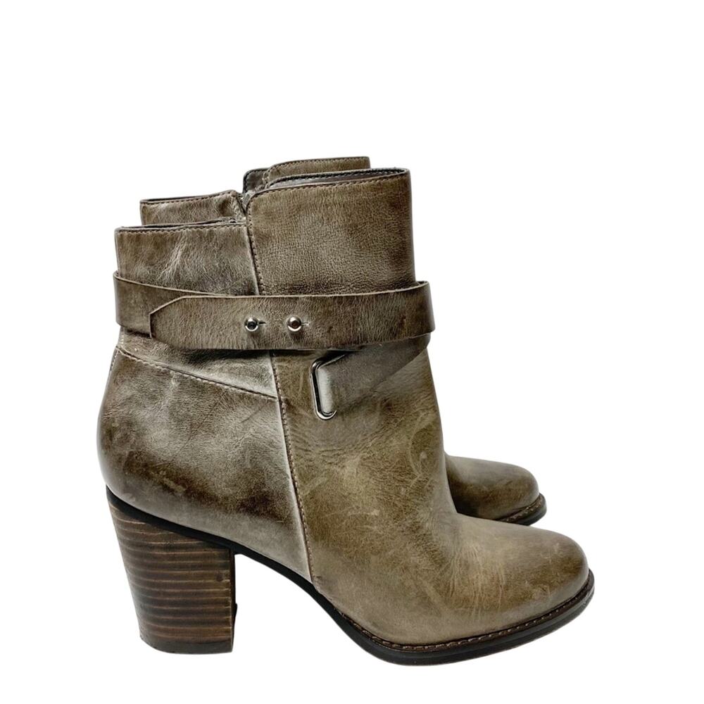 Arturo Chang Sanya Gray Leather Ankle Booties Women Size 6